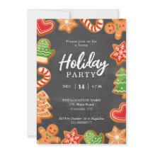 シャルボードジンジャーブレッドホリデーパーティー招待状
