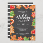 シャルボードジンジャーブレッドホリデーパーティー招待状 招待状 (正面/裏面)
