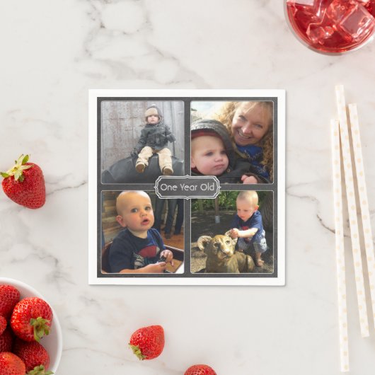 シャルボードスタイルフォトコラージュforバースデーパーティー スタンダードカクテルナプキン (インサイチュ)