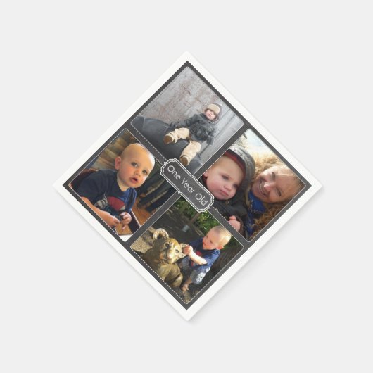 シャルボードスタイルフォトコラージュforバースデーパーティー スタンダードカクテルナプキン (角)