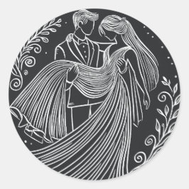 シャルボードスタイル新郎新婦結婚のステッカー ラウンドシール