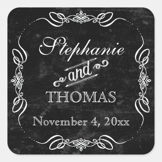 シャルボードスタイル素朴スワール好意ギフトラベルシール スクエアシール (正面)