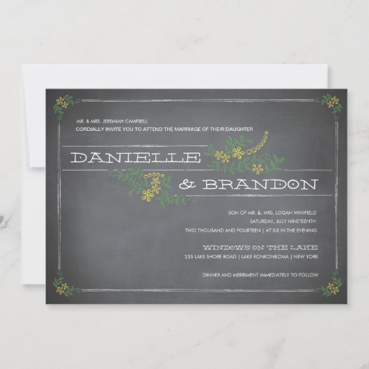 シャルボードステンシルイエロー結婚式招待状 招待状 (正面)