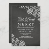 シャルボードスノーフレーククリスマスパーティの招待状 招待状 (正面/裏面)