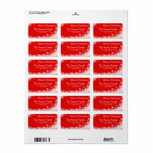 シャルボードスノーフレーククリスマス住所 シール (フルシート)