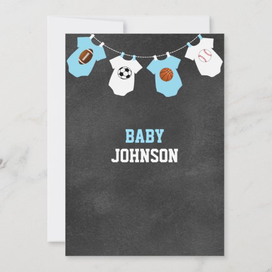 シャルボードスポーツテーマベビーシャワー招待状 招待状 (裏面)