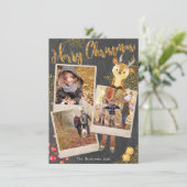 シャルボードスリーフォトコラージクリスマスホリデー シーズンカード (スタンド正面)