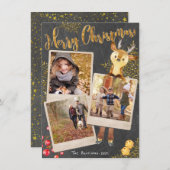 シャルボードスリーフォトコラージクリスマスホリデー シーズンカード (正面/裏面)