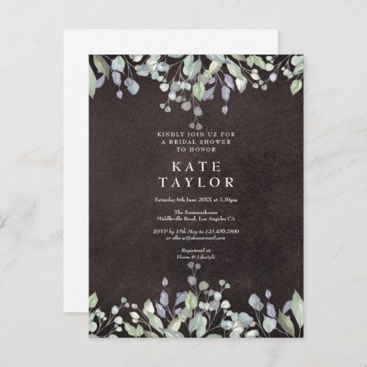 シャルボードセージと薄紫フローラブライダルシャワー 案内ポストカード (正面/裏面)