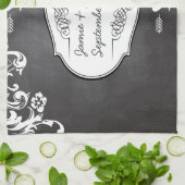 シャルボードタイポグラフィウェディング キッチンタオル (折り畳み)