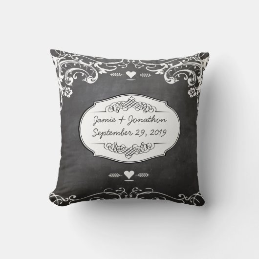 シャルボードタイポグラフィウェディング クッション (正面)