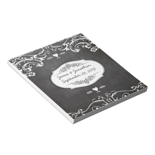 シャルボードタイポグラフィウェディング ノートパッド (アングル)