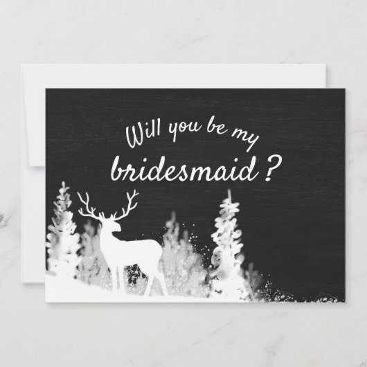 シャルボードトナカイ結婚クリスマス | 花嫁介添人 招待状 (正面)