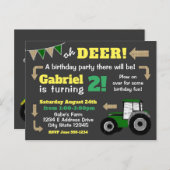 シャルボードトラクタ招待状、誕生日トラクタ インビテーションポストカード (正面/裏面)