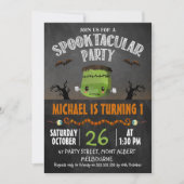 シャルボードハロウィーンフランケンシュタイン誕生日 招待状 (正面)