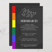 シャルボードハートドードルとプライド詳細結婚ズ 招待状 (正面/裏面)