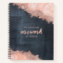 シャルボードバラ金ゴールド大理石グリッターアーティスト ノートブック