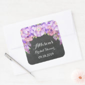 シャルボードパープルフローラブライダルシャワーメッセージカード スクエアシール (封筒)