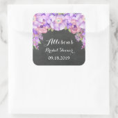 シャルボードパープルフローラブライダルシャワーメッセージカード スクエアシール (バッグ)