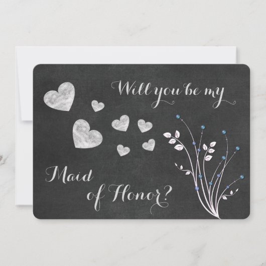 シャルボードビーズフローラメイド・オブ・オーナー(花嫁付き添い人)招待状 招待状 (正面)