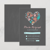 シャルボードビーチハートカジュアルウェディングRSVPカード 出欠カード (正面/裏面)