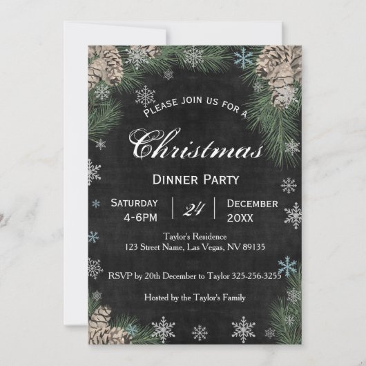 シャルボードピネコーンクリスマスパーティの招待状 招待状 (正面)