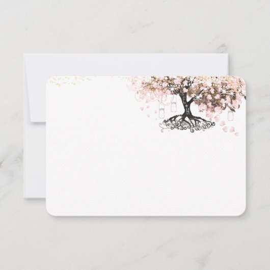 シャルボードピンクハートリーフツリーサンキュー サンキューカード (正面)