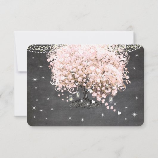 シャルボードピンクハートリーフツリーRSVP 出欠カード (裏面)