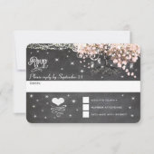 シャルボードピンクハートリーフツリーRSVP 出欠カード (正面)