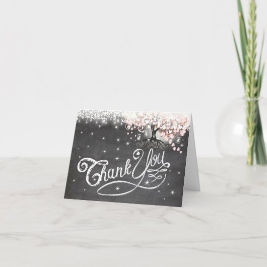 シャルボードピンクハートリーフ折り畳みサンキューカード サンキューカード (正面)