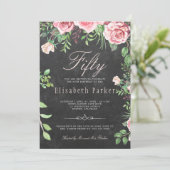 シャルボードピンクフローラガーデン50th誕生日パーティー 招待状 (スタンド正面)