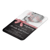 シャルボードピンクボウガールベビー誕生のお知らせ マグネット (左側)