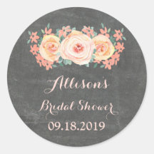 シャルボードピーチフローラブライダルシャワーメッセージカード