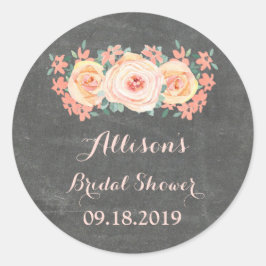 シャルボードピーチフローラブライダルシャワーメッセージカード ラウンドシール