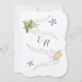 シャルボードピーチ薄紫アクアフローラガーランド結婚ズ 招待状 (裏面)