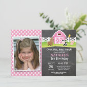 シャルボードファーム誕生日招待状納屋周囲の庭パーティー 招待状 (スタンド正面)