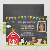 シャルボードファーム誕生日招待状納屋周囲の庭パーティー 招待状 (正面/裏面)