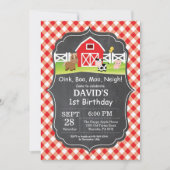 シャルボードファーム誕生日招待状納屋周囲の庭パーティー 招待状 (正面)