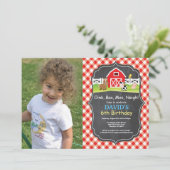 シャルボードファーム誕生日招待状納屋周囲の庭パーティー 招待状 (スタンド正面)