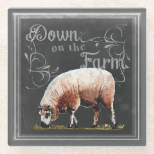 シャルボードファーム   Down on the Farm Sheep ガラスコースター