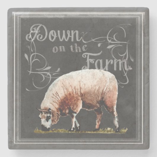 シャルボードファーム | Down on the Farm Sheep ストーンコースター (正面)