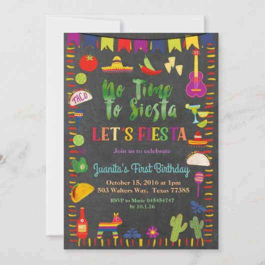 シャルボードフィエスタ誕生日招待状メキシコ 招待状 (正面)
