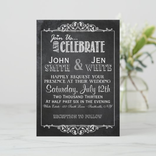 シャルボードフレームフローリッシュ結婚式招待状 招待状 (スタンド正面)