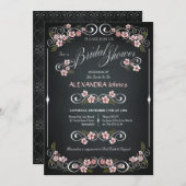 シャルボードフローラブライダルシャワーシックヴィンテージ 招待状 (正面/裏面)