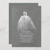 シャルボードブライダルシャワーエレガントヴィンテージガウン 招待状 (正面/裏面)