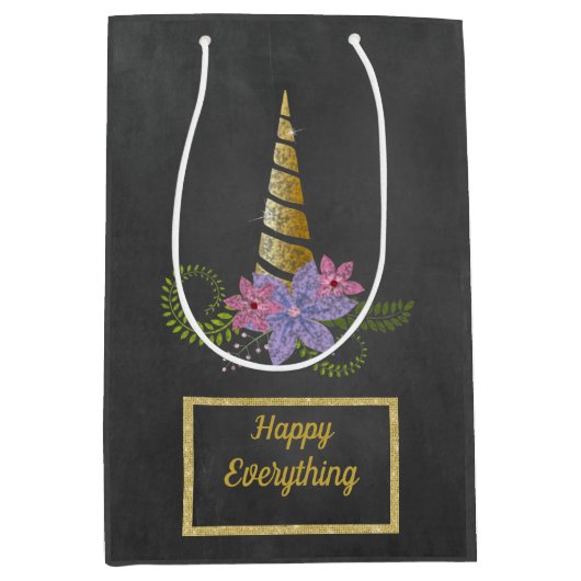 シャルボードブラックパステルユニコーン抱き枕賛成 ミディアムペーパーバッグ (正面)