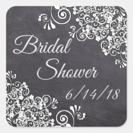 シャルボードブラック&ホワイトトライバルブライダルシャワー スクエアシール