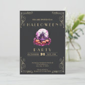シャルボードブラック&金ゴールド幽霊のよく出るキャッスルハロウィーン 招待状 (スタンド正面)