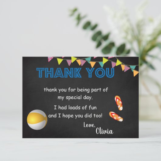 シャルボードプールパーティー誕生日サンキューカード サンキューカード (スタンド正面)