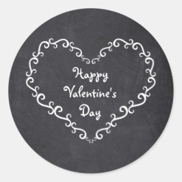シャルボードホワイトオーナメントハートバレンタインステッカー ラウンドシール